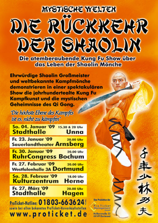 Poster zur Show 'Die Rückkehr der Shaolin'